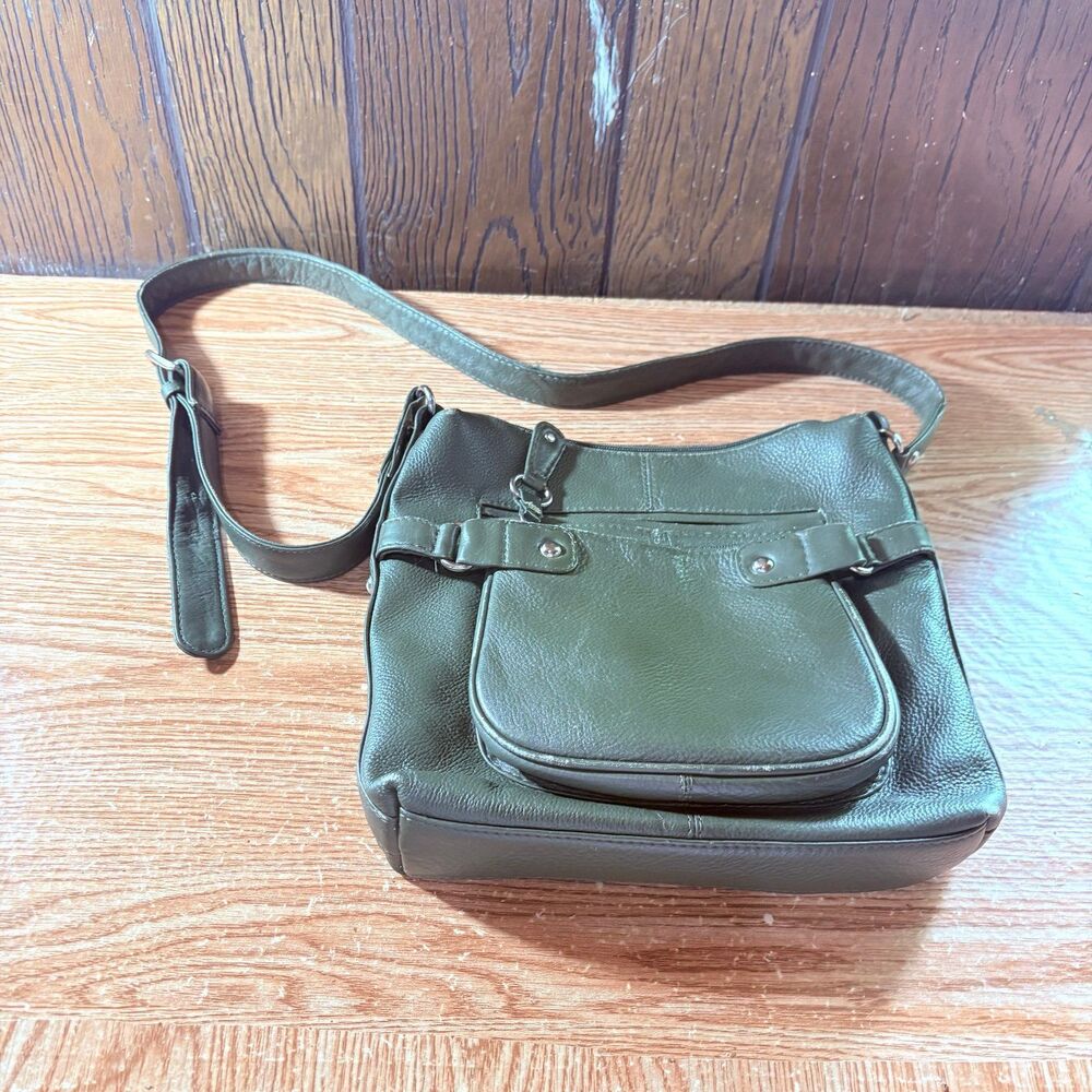 100% Genuine Leather Green Cross Body Women's Purse Handbag Adjustable